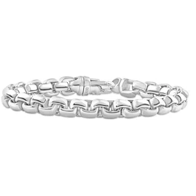 Pompeii3 Men's Steel Single Tone Clasp 8.5mm Rounded Tight Link 8.5 " Bracelet In Silver