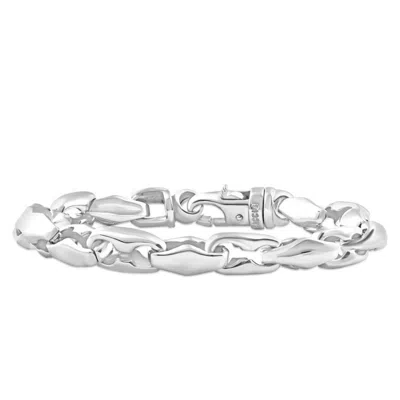 Pompeii3 Men's Steel Single Tone Clasp 8mm Link 8.5 " Bracelet In White
