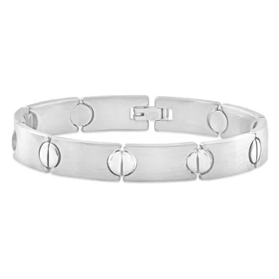 Pompeii3 Men's Steel Single Tone Flat Flexible Link 10mm 8" Bracelet In Silver