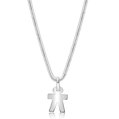 Pompeii3 Men's Steel Single Tone Man 16.5mm Pendant Flexible Snake Chain 21" Necklace In White