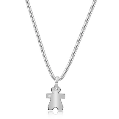 Pompeii3 Men's Steel Single Tone Woman 16.5mm Pendant Flexible Snake Chain 21" Necklace In Silver