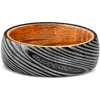 Pompeii3 Men's Tungsten & Whiskey Barrell 8mm Ring Damascus Pattern Wedding Band In Multi