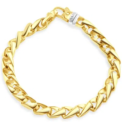 Pompeii3 Men's Twist Designed 14k Gold (55g) Or Platinum (89g) 7mm Link Bracelet 8.5" In Silver