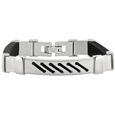 Pompeii3 Men's Two Tone Steel 7" Brushed Black Strapped 8mm Bracelet