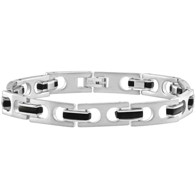Pompeii3 Men's Two Tone Steel And Black 8.5" 8.5mm Bracelet