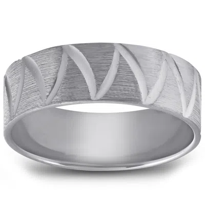 Pompeii3 Mens 10k Black Gold 6mm Brushed Wave Ring Mens Wedding Band In Multi
