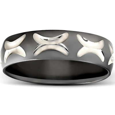 Pompeii3 Mens 10k Black Gold Wave Wedding Band