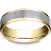 Pompeii3 Mens 10k Gold 6mm Satin Wedding Band Flat Beveled Edge Two Tone Ring In Multi