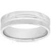 Pompeii3 Mens 10k White Gold 6mm Band High Polished Concave Groove Accent Wedding Ring In Multi
