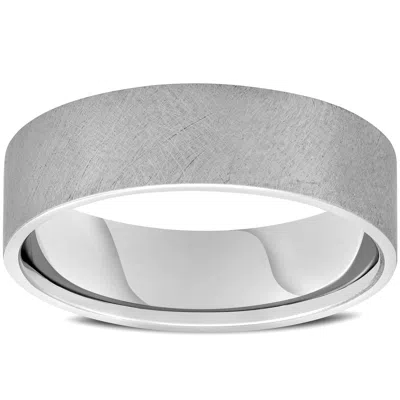 Pompeii3 Mens 10k White Gold 6mm Band High Polished Double Milgrain Accent Wedding Ring In Multi