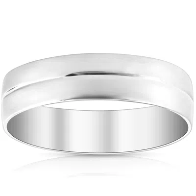 Pompeii3 Mens 10k White Gold 6mm Polished Dome Carved Wedding Band Comfort Fit Ring In Multi