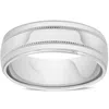 Pompeii3 Mens 10k White Gold 7mm Band High Polished Double Milgrain Accent Wedding Ring In Multi