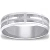 Pompeii3 Mens 10k White Gold Ring Brushed Hand Carved Wedding Band In Multi