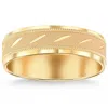 Pompeii3 Mens 10k Yellow Gold 6mm Brushed Carved Wedding Band Comfort Fit Ring In Gold
