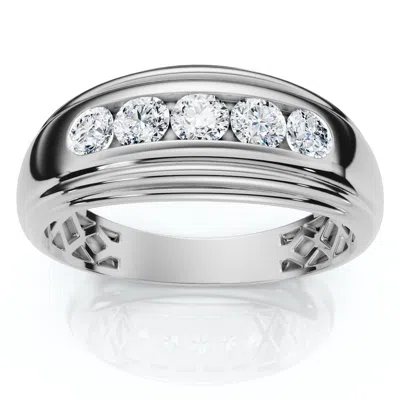 Pompeii3 Mens 1/2ct 5-stone Diamond Wedding Ring Gold Lab Grown In Multi
