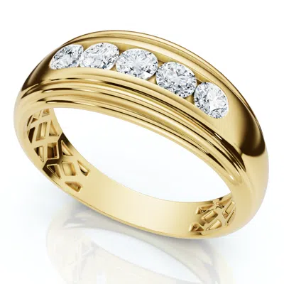 Pompeii3 Mens 1/2ct 5-stone Diamond Wedding Ring Gold Lab Grown