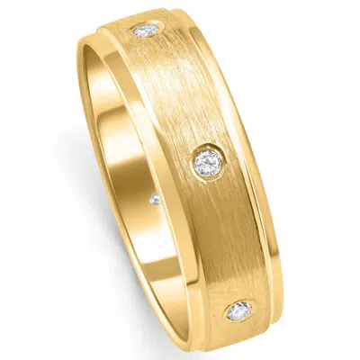 Pompeii3 Mens 1/4ct 14k Gold Diamond Comfort Fit Brushed Wedding Ring Size Selectable In Red