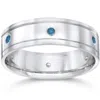 Pompeii3 Mens 1/4ct Blue Diamond 14k White Gold Wedding Band In Multi
