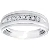 Pompeii3 Mens 1/4ct White Gold 7 Stone Diamond Ring 10k Polished Wedding Anniversary Band In Multi