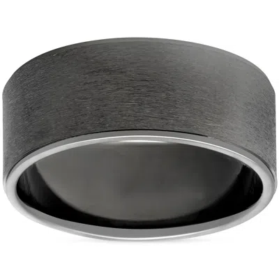Pompeii3 Mens 14k Black Gold Brushed 8mm Comfort Fit Wedding Band Size Selectable In Multi