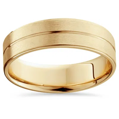 Pompeii3 Mens 14k Gold Flat 6mm Brushed Comfort Fit Wedding Band Size Selectable In Multi