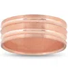 Pompeii3 Mens 14k Rose Gold 8mm Comfort Fit Grooved Brushed Wedding Band Comfor Fit In Multi