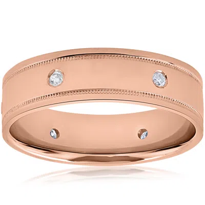 Pompeii3 Mens 14k Rose Gold Diamond High Polished Wedding Ring 6mm Band In Multi