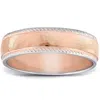 POMPEII3 MENS 14K WHITE & ROSE GOLD RING TWO TONE POLISHED HAMMERED & ROPE WEDDING BAND