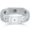 Pompeii3 Mens 14k White Blue Diamond 1/3ct Stone Finish Wedding In Blue