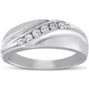 Pompeii3 Mens 14k White Gold 1/4ct Diamond Wedding Ring High Polished Smooth Band In Silver