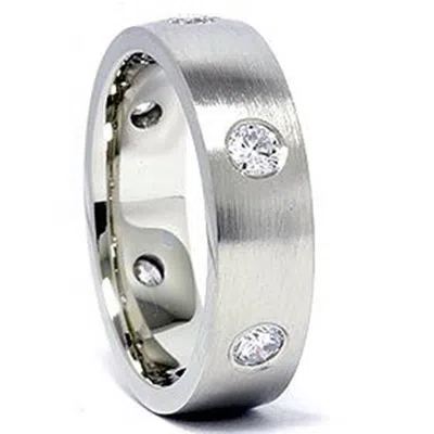 Pompeii3 Mens 14k White Gold 3/4ct Diamond Wedding Ring Band New In Multi