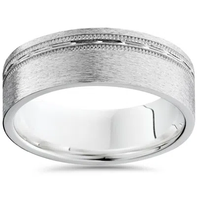 Pompeii3 Mens 14k White Gold 6mm Facet Comfort Fit Wedding Band Size Selectable In Multi