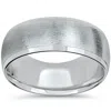 Pompeii3 Mens 14k White Gold 8mm Beveled Wedding Ring Band Brush Size Selectable In Multi
