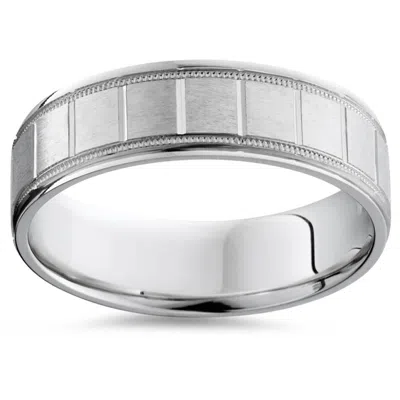 Pompeii3 Mens 14k White Gold Brushed Comfort Wedding Band Ring Size Selectable In Multi