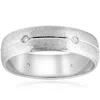 Pompeii3 Mens 14k White Gold Brushed Diamond Wedding Band Ring In Multi