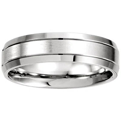 Pompeii3 Mens 14k White Gold Brushed Wedding Band 6mm Wide In Multi