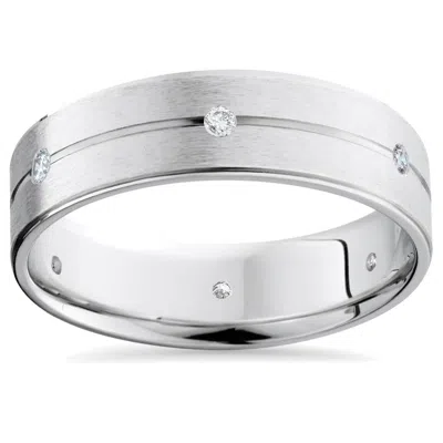 Pompeii3 Mens 14k White Gold Diamond Comfort Fit Wedding Band In Multi