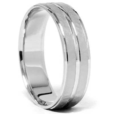 Pompeii3 Mens 14k White Gold Hammered Comfort Wedding Band Ring Size Selectable In Multi