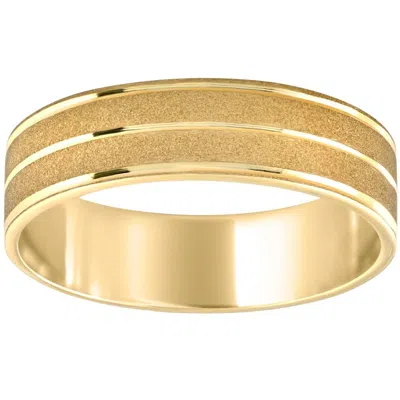 Pompeii3 Mens 14k Yellow Gold Brushed Comfort Fit Wedding Band 6mm Wide Size Selectable In Multi