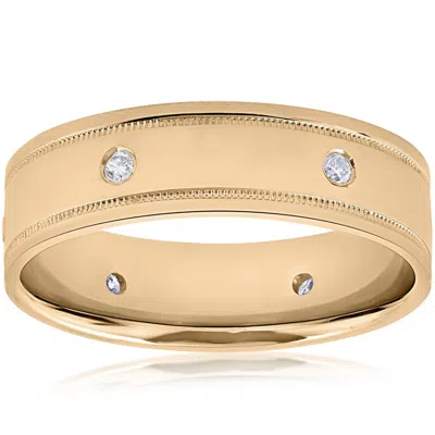 Pompeii3 Mens 14k Yellow Gold Diamond Comfort Fit 6mm High Polished Wedding Band Ring New In Silver