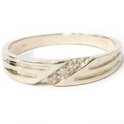 Pompeii3 Mens 14k Yellow Gold Diamond Wedding Anniversary Ring In Silver
