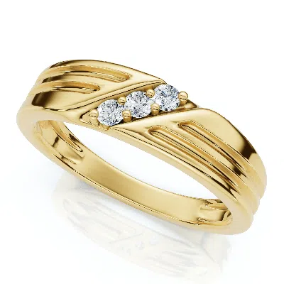Pompeii3 Mens 14k Yellow Gold Diamond Wedding Anniversary Ring Size Selectable In Pink