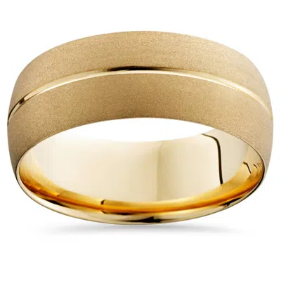 Pompeii3 Mens 14k Yellow Gold Wedding Band Brushed Bridal Ring Size Selectable In Multi
