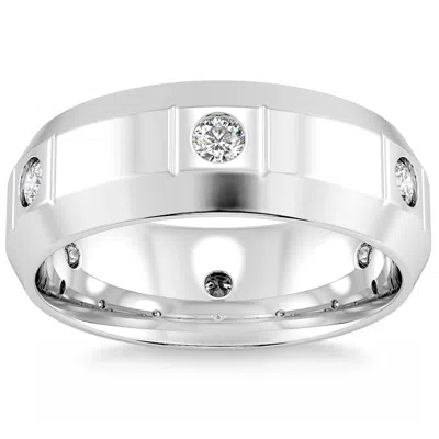 Pompeii3 Mens 3/4ct Comfort Fit 14k White Gold Diamond Wedding Band Ring In Multi