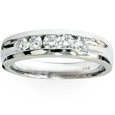 Pompeii3 Mens 3/4ct Diamond White Gold Wedding Ring Band New In Multi