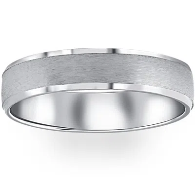 Pompeii3 Mens 5mm 10k White Gold Brushed Wedding Band In Multi