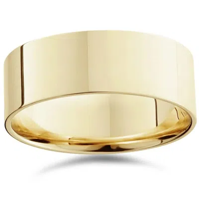 Pompeii3 Mens 8mm 14k Yellow Gold Comfort Fit Flat Wedding Band Size Selectable