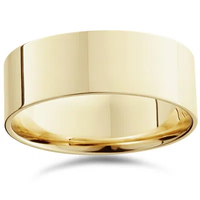Pompeii3 Mens 8mm 14k Yellow Gold Comfort Fit Flat Wedding Band Size Selectable In Multi