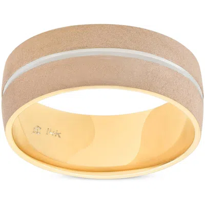 Pompeii3 Mens 8mm Two Tone Wedding Band 14k Gold New Ring In Multi