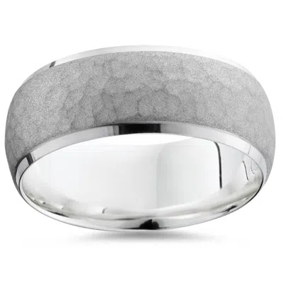 Pompeii3 Mens 950 Platinum 7mm Hammered Wedding Ring Band New Size Selectable In Multi
